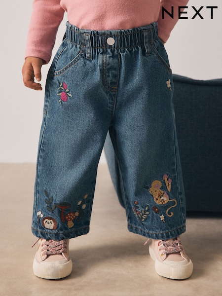 Dark Blue Mouse Embroidered Jeans (3mths-7yrs) (F69032) | 79 QAR - 89 QAR