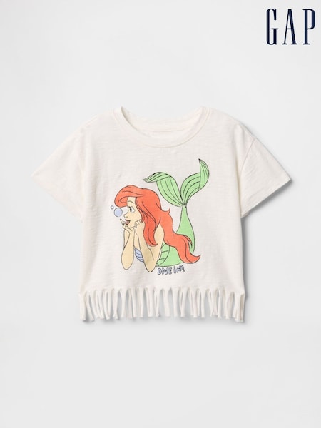 Gap White Ariel Disney Short Sleeve Fringe T-Shirt (6mths-5yrs) (F69143) | €23