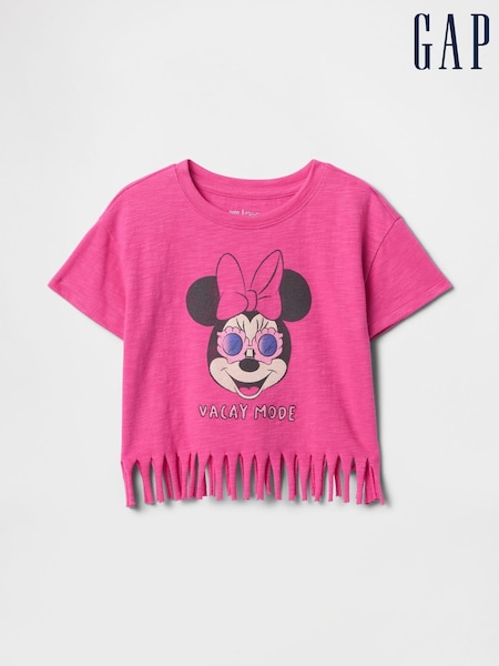 Gap Pink Minnie Mouse Disney Short Sleeve Fringe T-Shirt (6mths-5yrs) (F69151) | €23