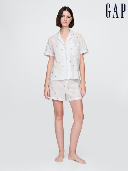 Gap White Floral Embroidered Pyjama Boxer Shorts (F69164) | €29