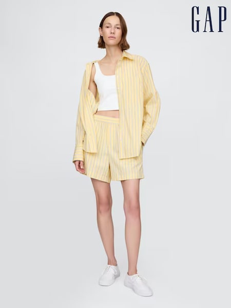 Gap Yellow Cotton Poplin Striped Oversized Shirt (F69184) | kr785