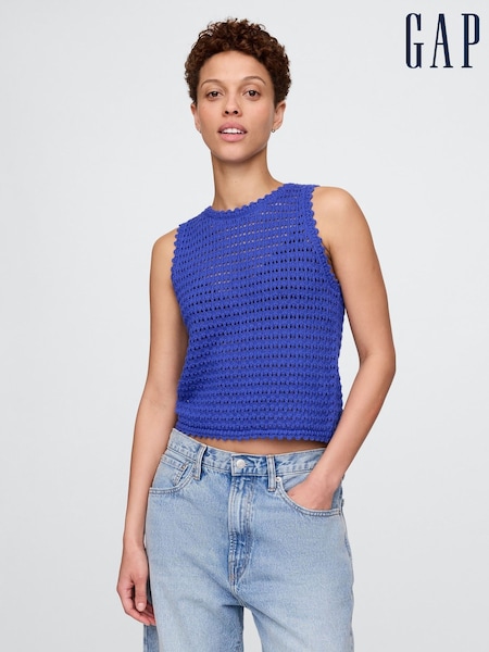 Gap Blue 100% Cotton Crochet Vest (F69195) | €29