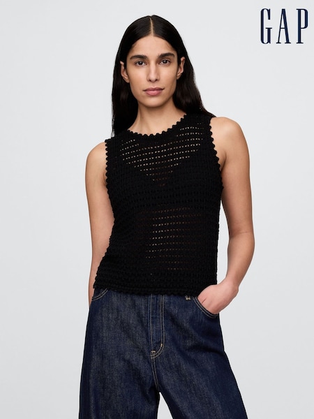 Gap Black 100% Cotton Crochet Vest (F69199) | €29