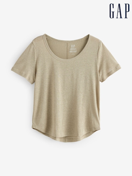 Gap Brown Linen Blend Short Sleeve Scoop Neck T-Shirt (F69201) | €29