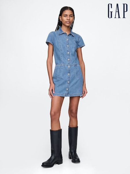 Gap Blue UltraSoft Denim Mini Shift Dress (F69211) | €79