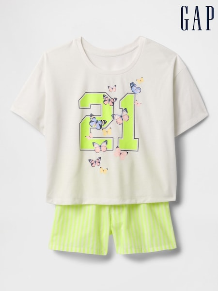 Gap Cream & Yellow Butterfly Pointelle Short Pyjamas (6-13yrs) (F69215) | €36
