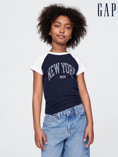 Gap Navy Blue New York Logo Raglan T-Shirt (4-13yrs) (F69220) | €21