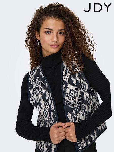 JDY Black Pattern Waistcoat (F69232) | ₪141