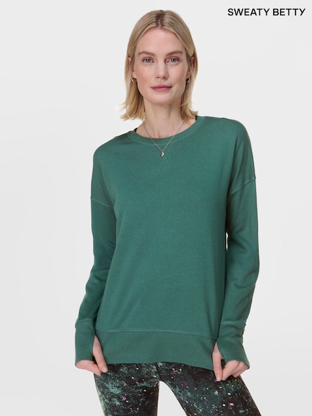 Sweaty Betty Green After Class Longline Sweatshirt (F69235) | R$ 495
