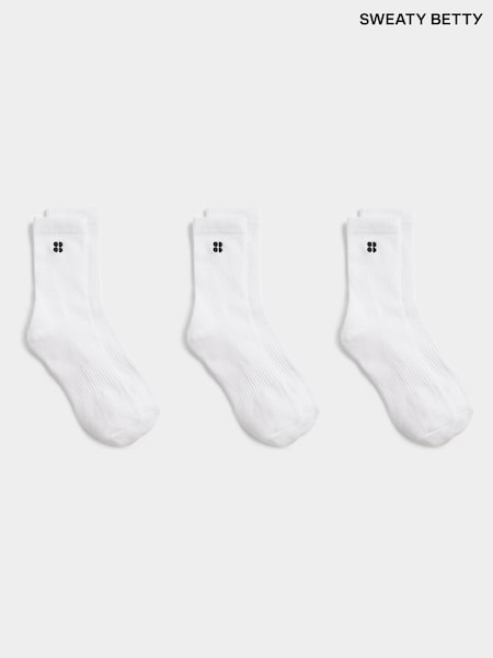 Sweaty Betty White Essentials Crew Socks 3 Pack (F69245) | $44