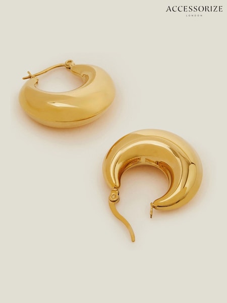 Accessorize Gold 14ct Gold Plated Chunky Crescent Hoop Earrings (F69309) | €22.50