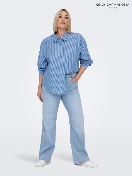 ONLY Curve Blue Wide Leg High Waist Denim Jeans (F69311) | $60