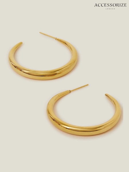 Accessorize Gold 14ct Gold Plated Stainless Steel Crescent Hoop Earrings (F69312) | €25
