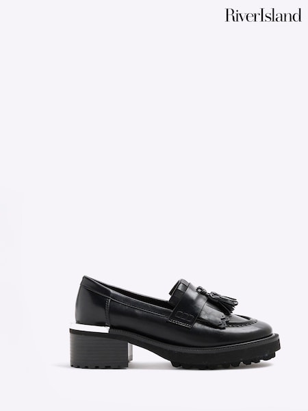 Schwarz - River Island Chunky Heeled Loafers (F69318) | 61 €
