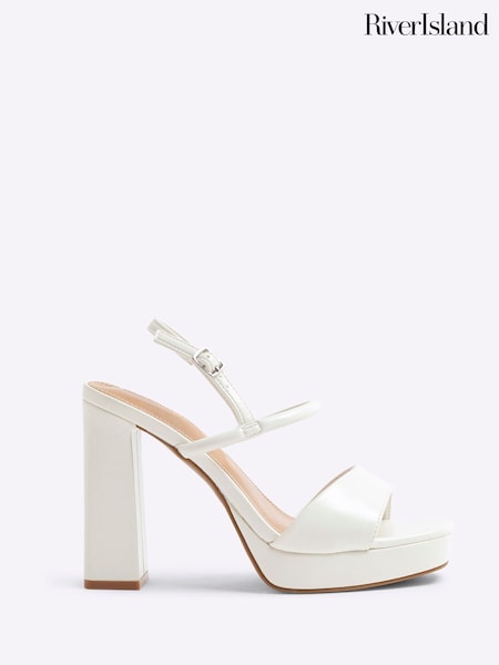 أبيض - River Island Sling Back Platform Sandals (F69347) | ‏221 د.إ.‏