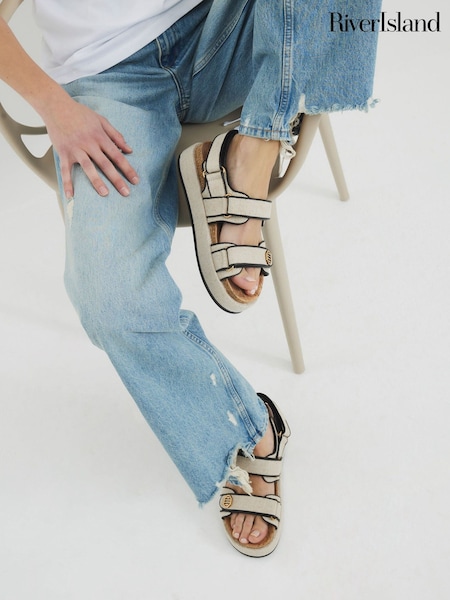 River Island Brown Dad Chunky Sandals (F69349) | ₪191