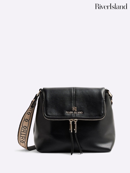River Island Black Suedette Zippy Messenger Bag (F69407) | 2,283 UAH