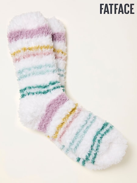 FatFace Green Fluffy Striped Socks (F69481) | €14