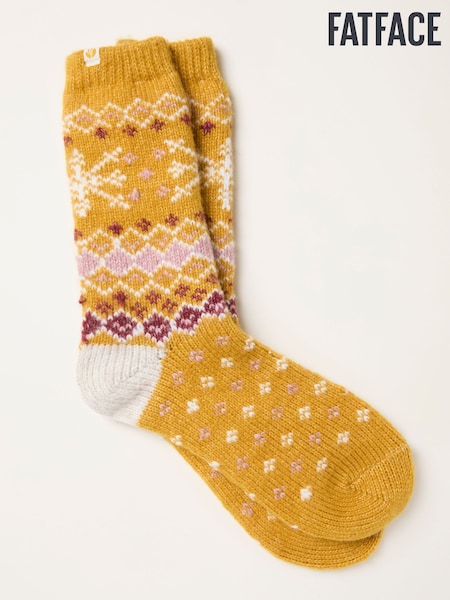 FatFace Mustard Yellow Fairisle Super Soft Socks (F69489) | €18