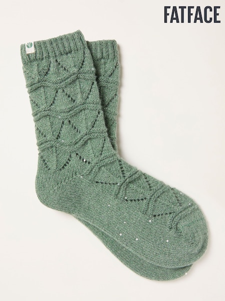 FatFace Green Pointelle Sparkle Lounge Socks (F69498) | €18