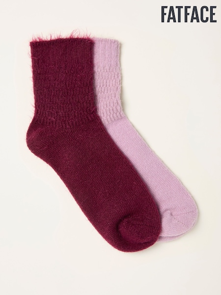 FatFace Burgundy 2 Pairs of Super Soft Socks (F69504) | €17