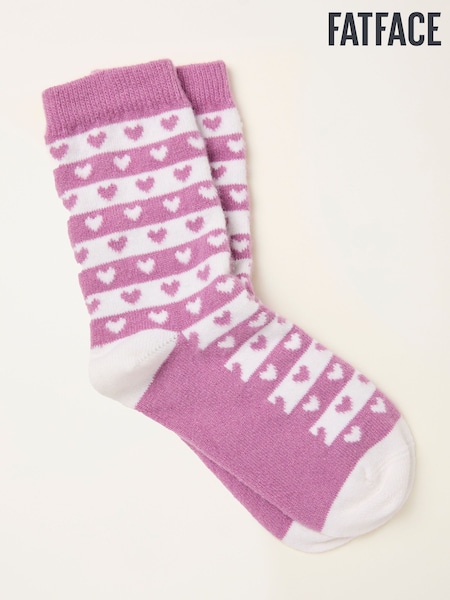 FatFace Pink Heart Cashmere Blend Socks (F69507) | AED82