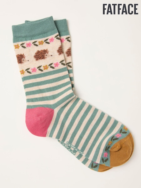 FatFace Green Hedgehog Socks (F69517) | AED44