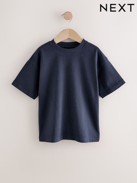 Navy Blue Cosy Relaxed Fit Short Sleeve 100% Cotton T-Shirt (3-17yrs) (F69562) | 25 QAR - 40 QAR