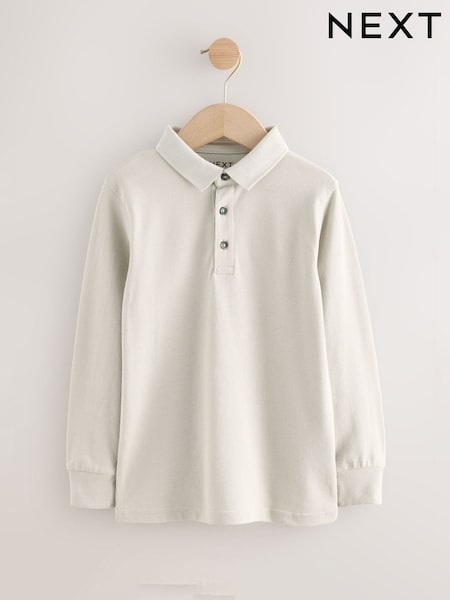 Light Grey Long Sleeve Polo Shirt (3-16yrs) (F69577) | 40 QAR - 64 QAR