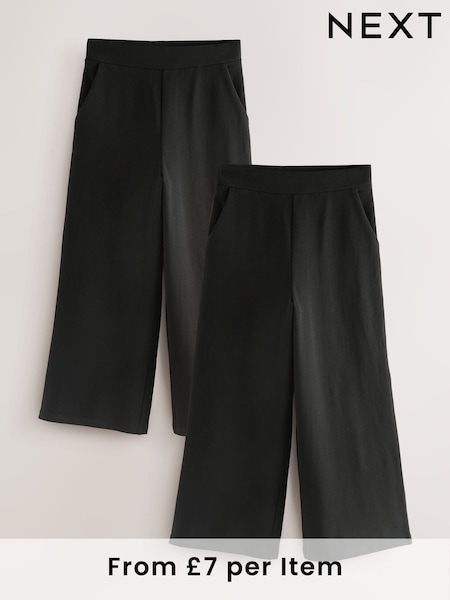 Black 2 Pack Wide Leg Jersey Trousers (3-16yrs) (F69580) | €17 - €30