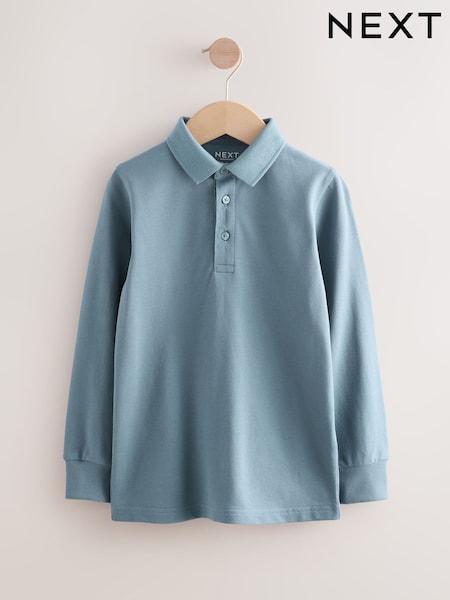 Blue Long Sleeve Polo Shirt (3-16yrs) (F69581) | AED41 - AED66