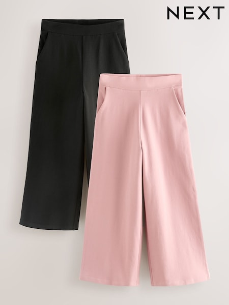 Black/Pink 2 Pack Wide Leg Jersey Trousers (3-16yrs) (F69582) | €20 - €35