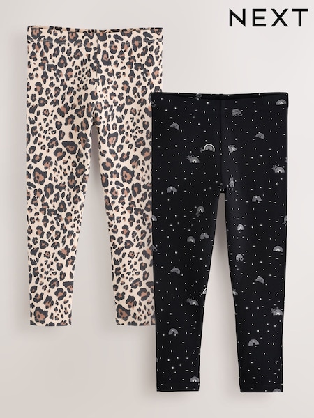 Black Rainbow/Animal Leggings 2 Pack (3-16yrs) (F69585) | AED51 - AED102