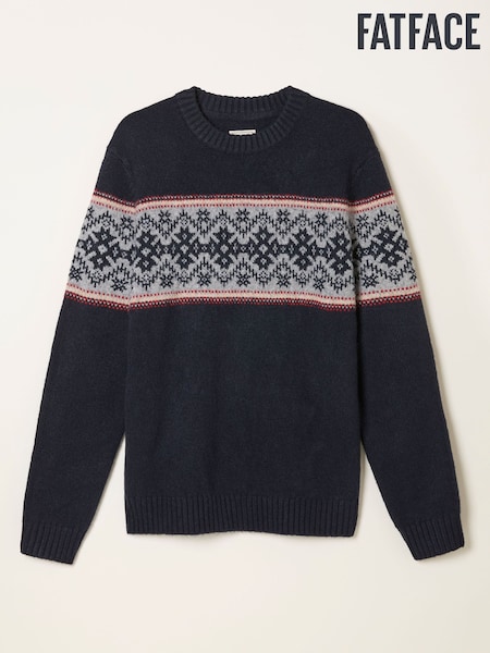 FatFace Navy Snowflake Knitted Half Neck Jumper (F69630) | R$ 545
