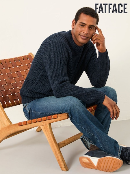 FatFace Fife Navy Knitted Crew Jumper (F69636) | 307 QAR