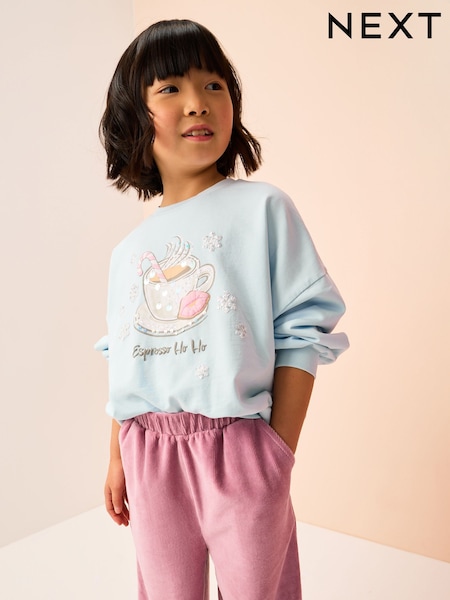 Blue Christmas Espresso Sequin Long Sleeve Sweatshirt (3-16yrs) (F69676) | €14 - €20
