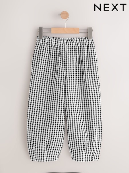Black/White Gingham Pull On Barrel Trousers (3-16yrs) (F69684) | AED81 - AED107