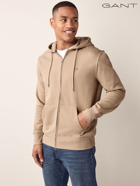 GANT Beige Regular Fit Shield Zip Up Hoodie (F69719) | €177