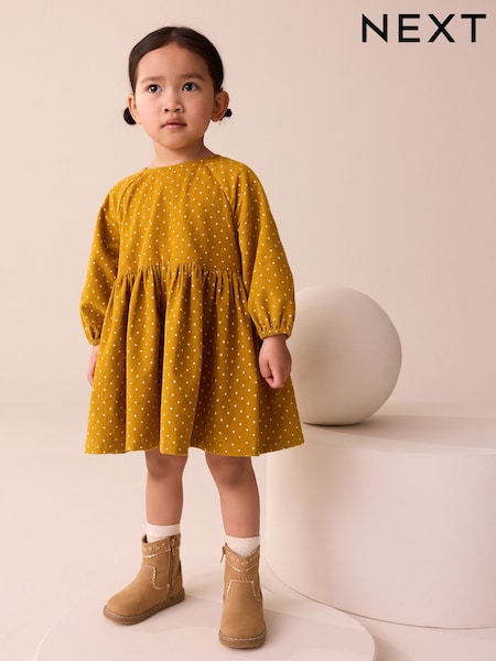 Ochre Yellow Spot Cord Dress (3mths-8yrs) (F69756) | 69 QAR - 99 QAR