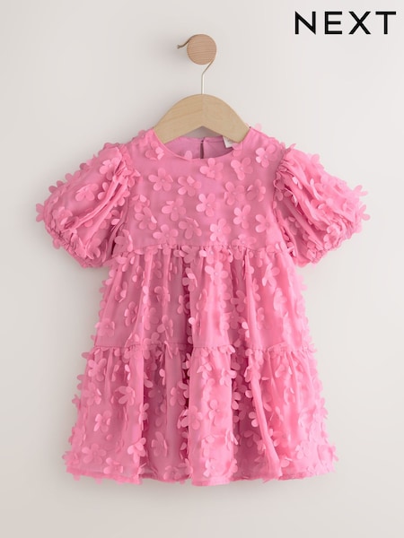 Pink Short Sleeve 3D Flowers Dress (3mths-8yrs) (F69767) | €22.50 - €28