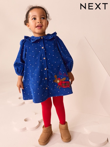 Cobalt Blue Character Cord Dress And Tights Set (3mths-8yrs) (F69769) | €39 - €48