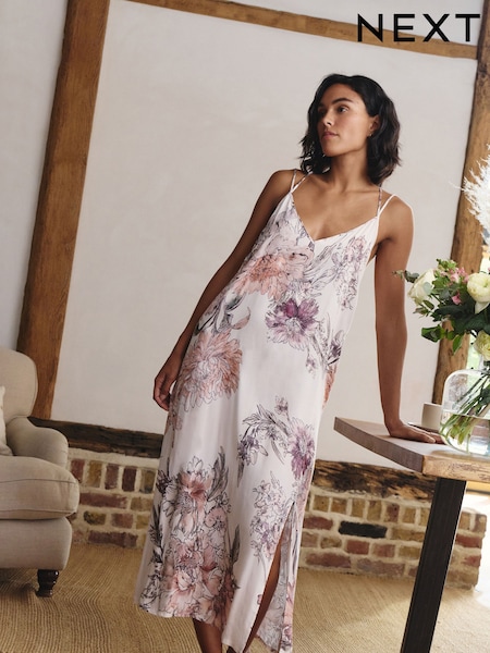 Pink Floral Lightweight Floral Print Slip (F69805) | €41