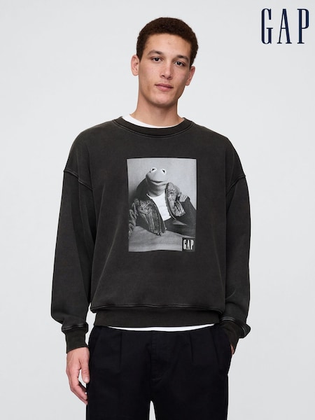Gap Black Kermit The Muppets Oversized Crew Neck Sweatshirt (F69857) | €99