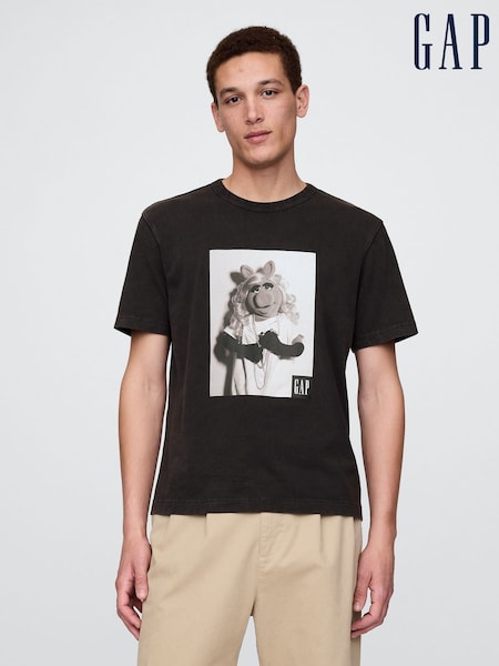 Gap Black Miss Piggy Disney The Muppets Graphic T-Shirt (F69858) | €59