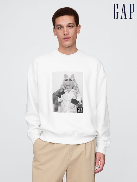 Gap White Miss Piggy The Muppets Oversized Crew Neck Sweatshirt (F69862) | €86