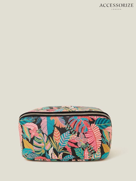 Accessorize Black Tropical Print Wash Bag (F69870) | kr286