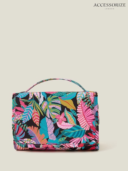 Accessorize Black Tropical Print Hanging Travel Wash Bag (F69872) | kr286