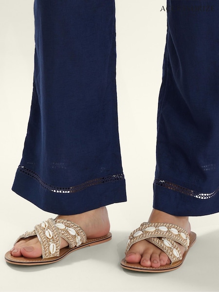 Accessorize Gold Shell Cross-Strap Footbed Sandals (F69874) | €52