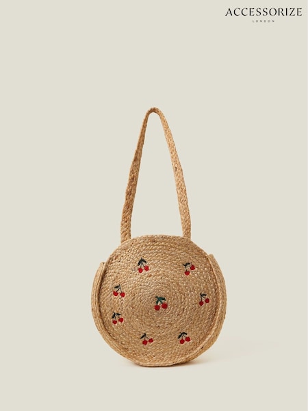 Accessorize Natural Cherry Round Jute Shoulder Bag (F69876) | €44