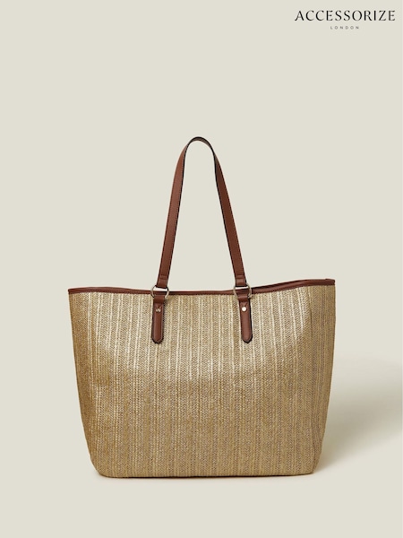 Accessorize Large Metallic Raffia Shopper Bag (F69877) | €63